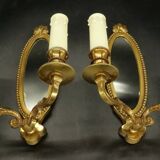Paire d'appliques-miroirs style Louis XVI - bronze