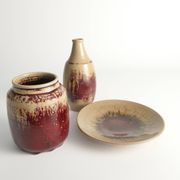 Unique Oxblood Glazed Stoneware Pieces, By Henning Nilsson, Set of 3
