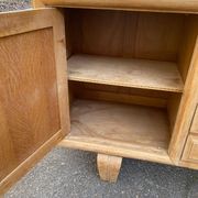 Renovated art deco sideboard in raw solid oak and gray marble 200cm