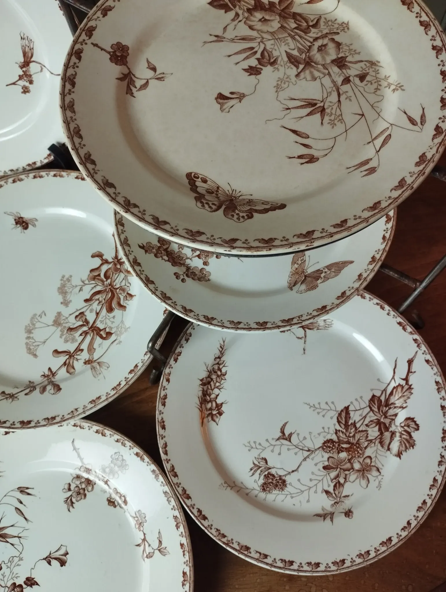 7 flat plates in earthenware from Sarreguemines U&C "Carmen"