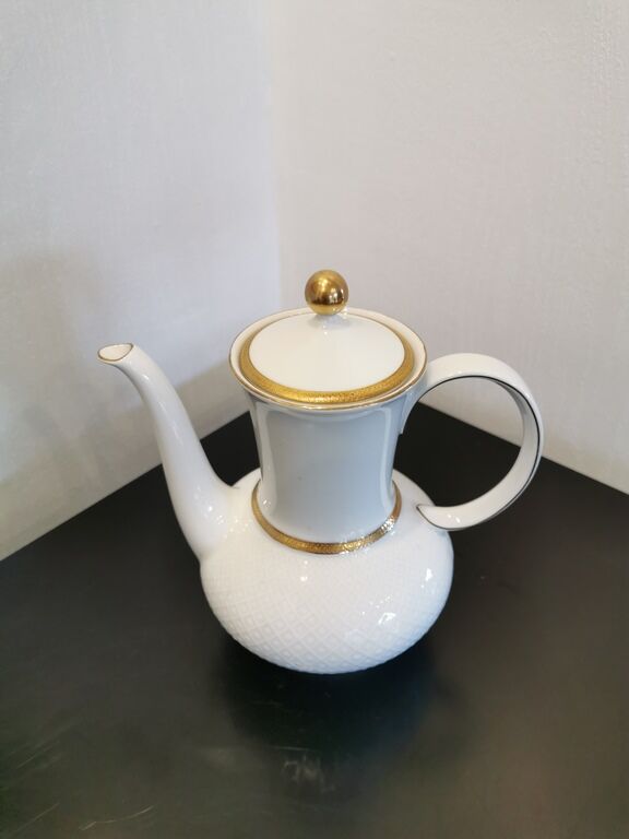 Théière blanche et dorée Bavaria