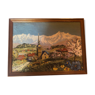 Canvas framed "village"