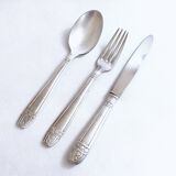 Set of three silver-plated cutlery with monograms and hallmarks