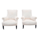Paire de fauteuils en tissu écru et bois