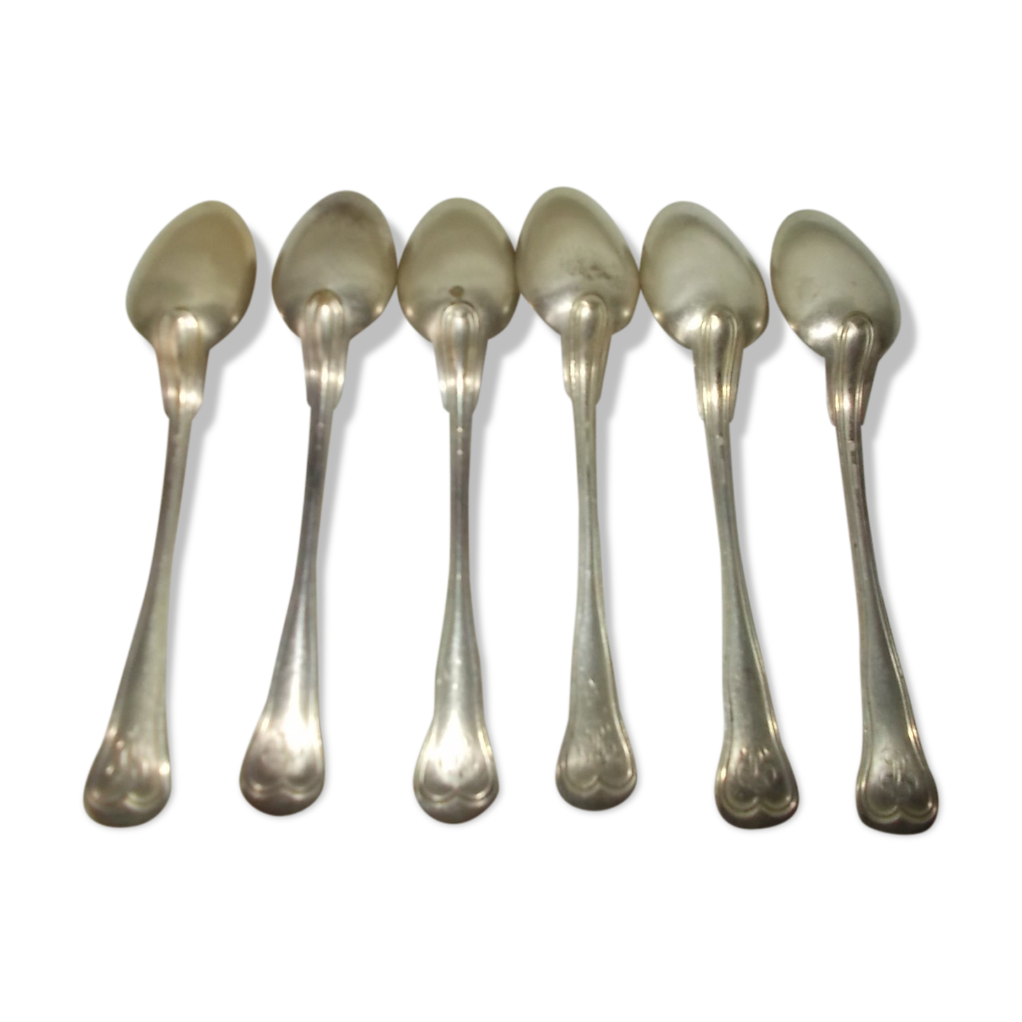 Set of 6 small silver metal spoons