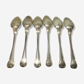 Set of 6 small silver metal spoons