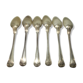 Set of 6 small silver metal spoons