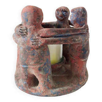 Ancien bougeoir mexicain-design Maya-sculpture maya ancienne en terre cuite