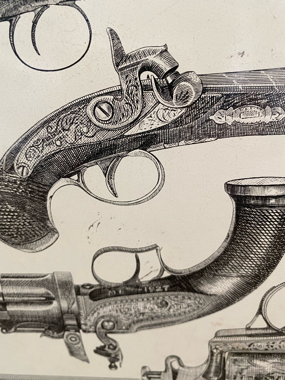 Metal tray Piero Fornasetti "Guns" 60s revolvers