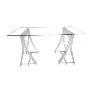 Bureau tréteaux en plexiglas des années 70