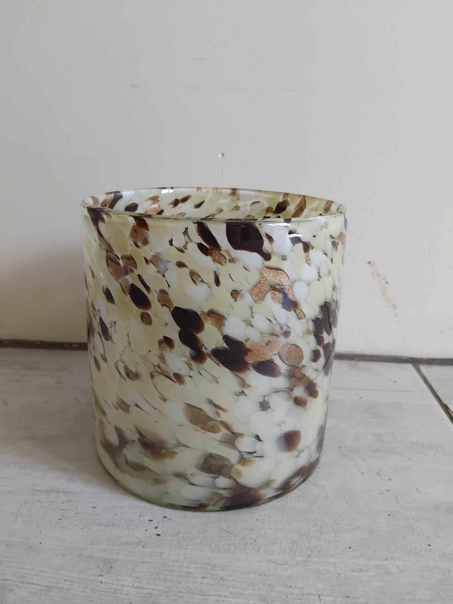 Murano multi-layered scroll vase with gold inclusion