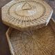 Vintage Octagonal Wicker Basket with Lid