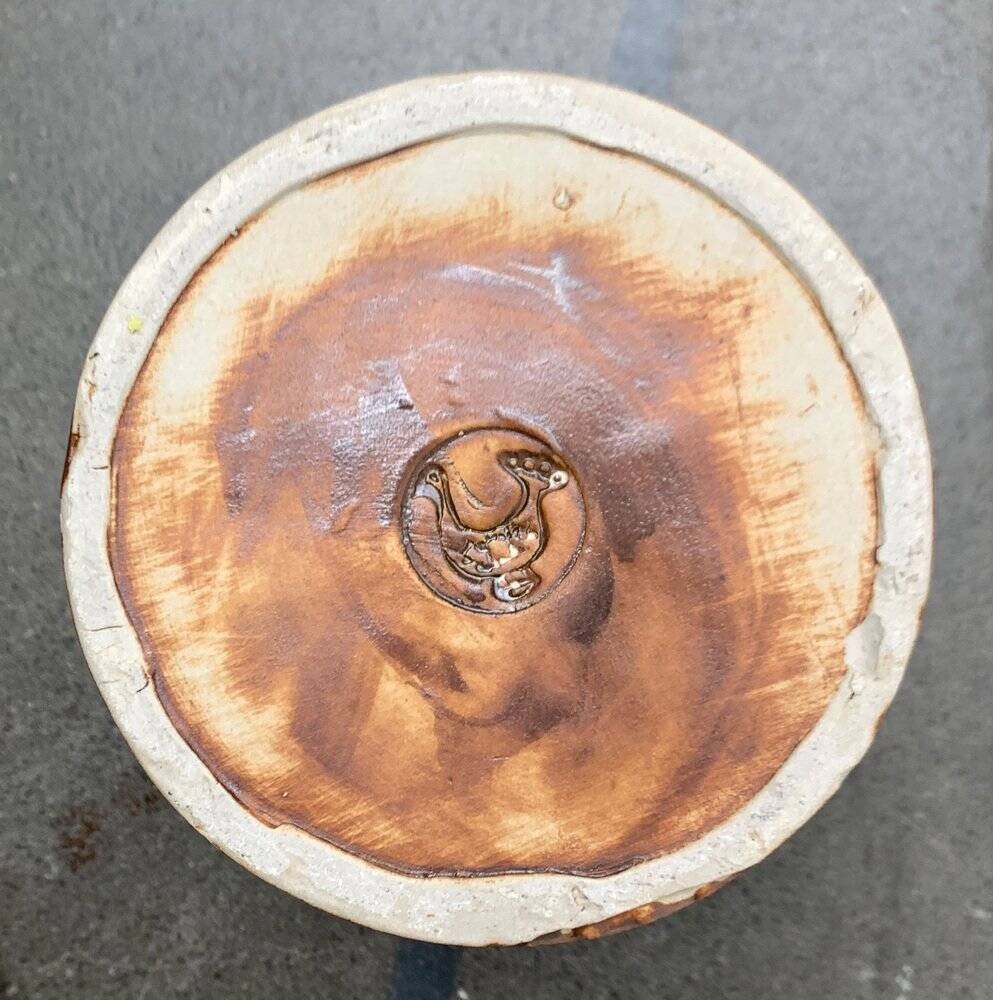 Brutalist mid-century studio pottery vase from La Poterie De La Colombe, 1960s.