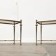 Mid-century Hollywood neoclassical brass and glass side or bedside tables attributed to Vereinigte Werkstätten, Germany, 1960s, set of 2.