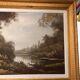 Tableau huile toile paysage lacustre lac xixème riondet 1809-1866 115x65cm