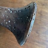 Brown enamelled terracotta candle holder