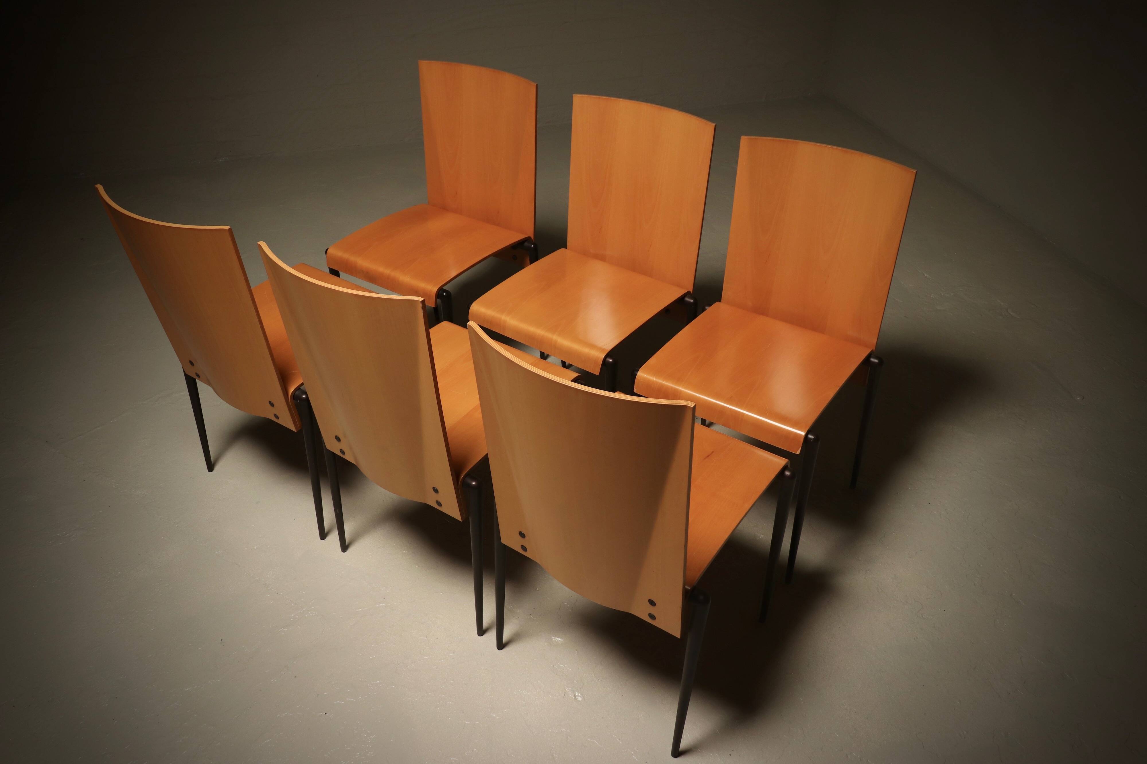 Set of 6 Post Modern Dining Chairs by Cidue Italy 1990s