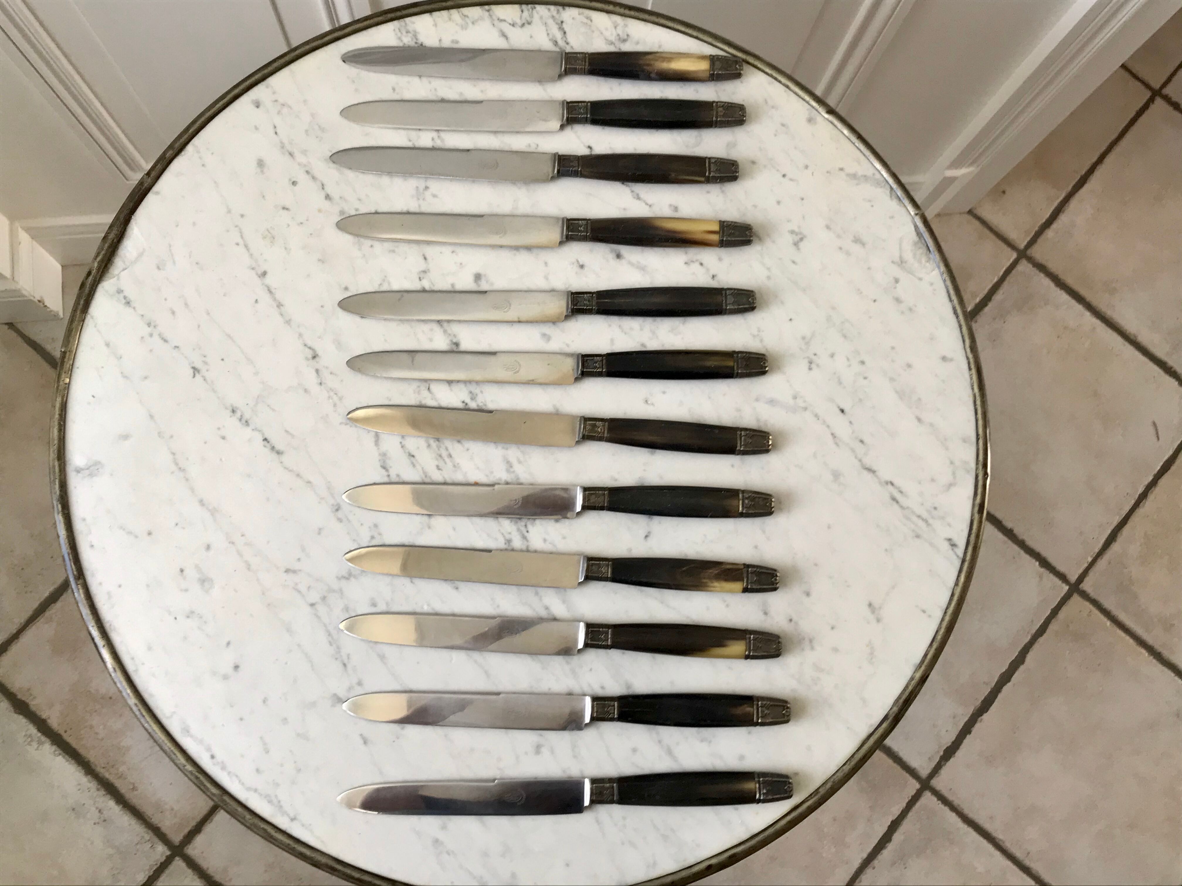 Set of 12 dark Bakelite knives 60s-70s