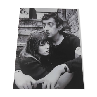 Photo 15x20 Kodak paper Jane Birkin and Gainsbourg