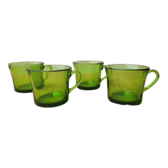 4 80's glass cups