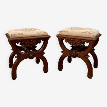 Pair of 19th century curule stools