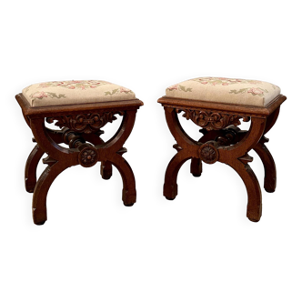 Pair of 19th century curule stools