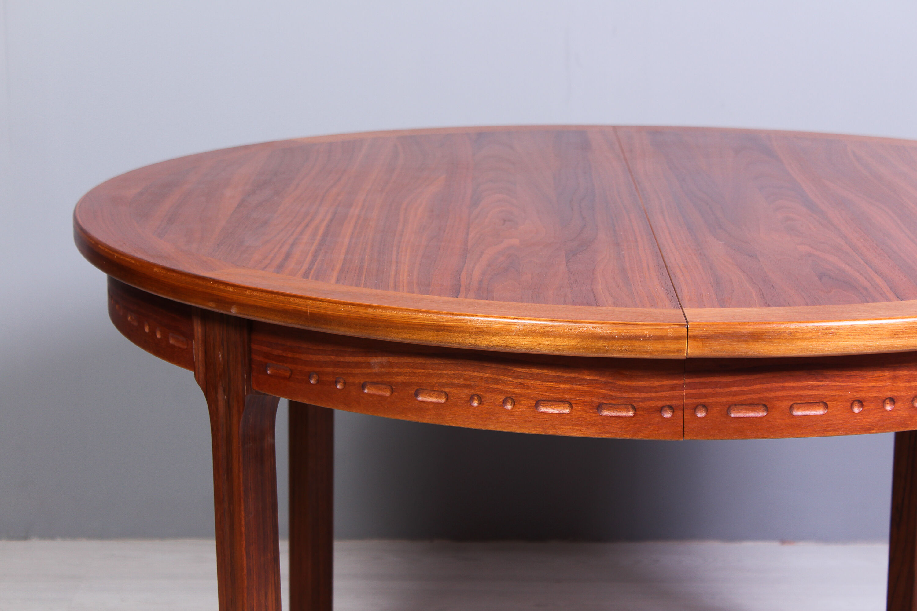 Round walnut dining table by Troeds, Sweden, 1960