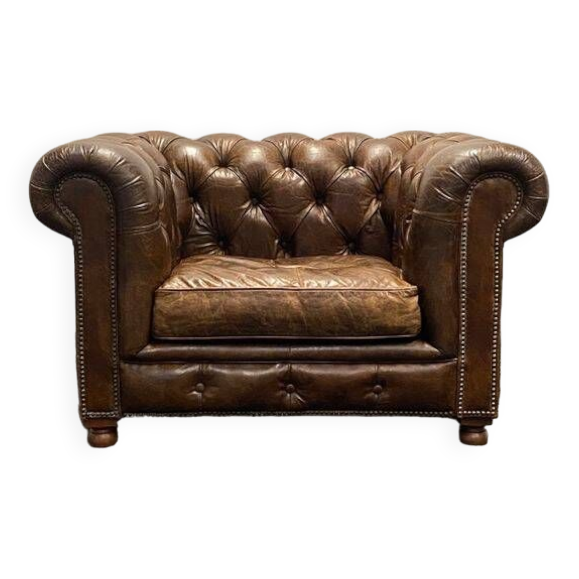 Handcrafted Brown leather Chesterfield Club Armchair