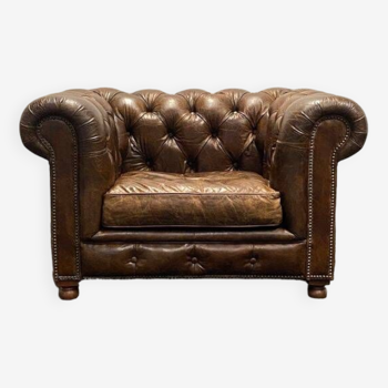 Handcrafted Brown leather Chesterfield Club Armchair