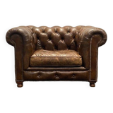 Handcrafted Brown leather Chesterfield Club Armchair