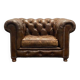 Fauteuil club Chesterfield en cuir marron fabriqué à la main
