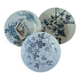 3 mismatched antique flat plates in ironstone