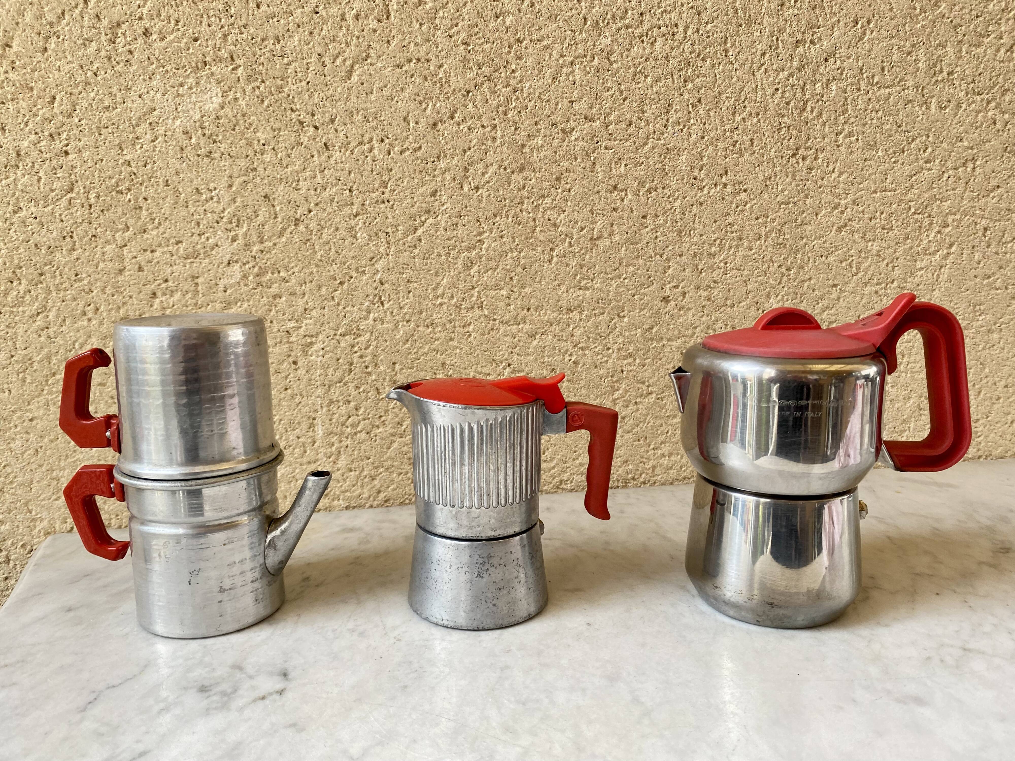 Italian coffee maker 3 cups lagostina vintage 60s design streamline stainless steel 18/10