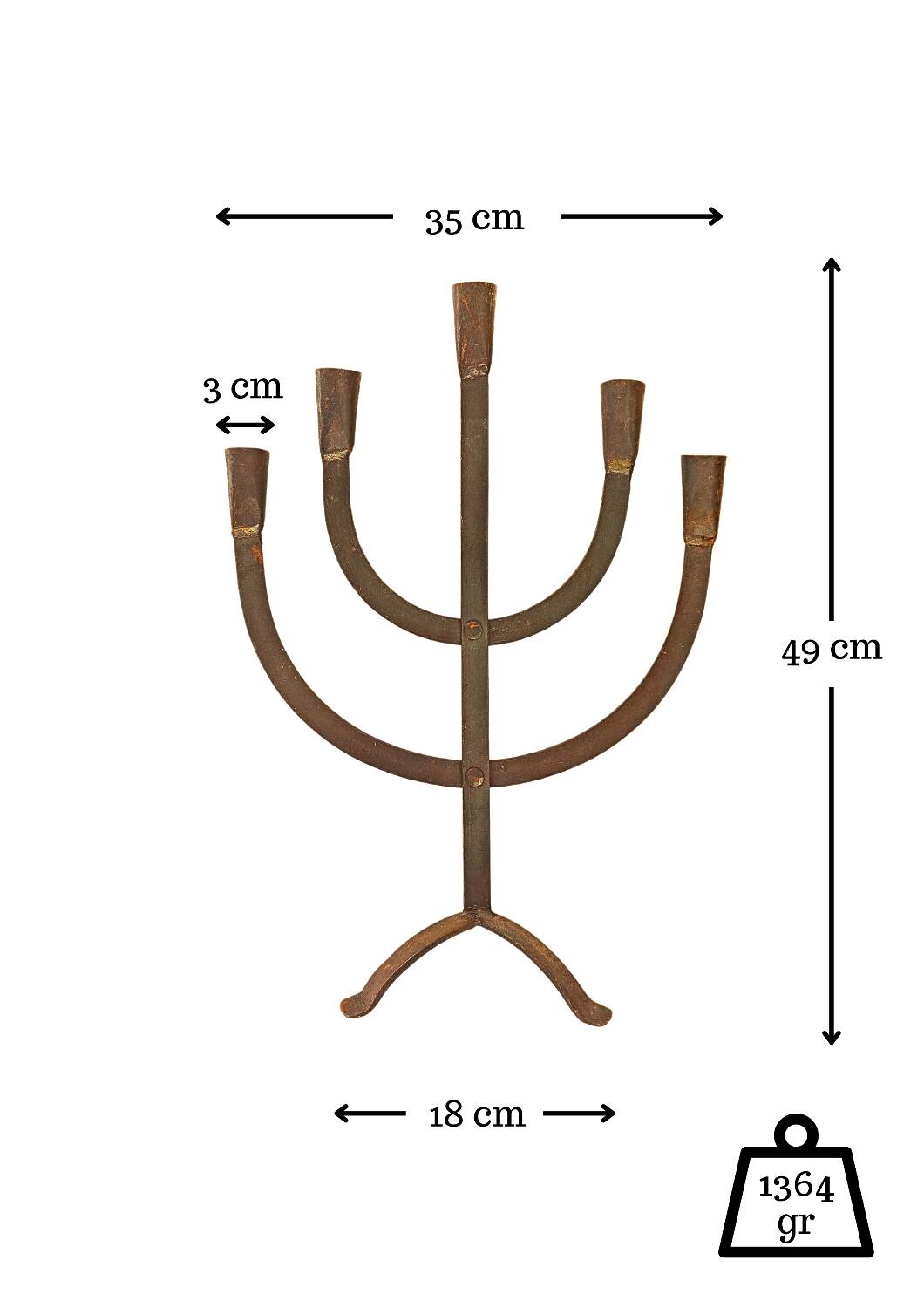 Mid Century Cast Iron Candelabra