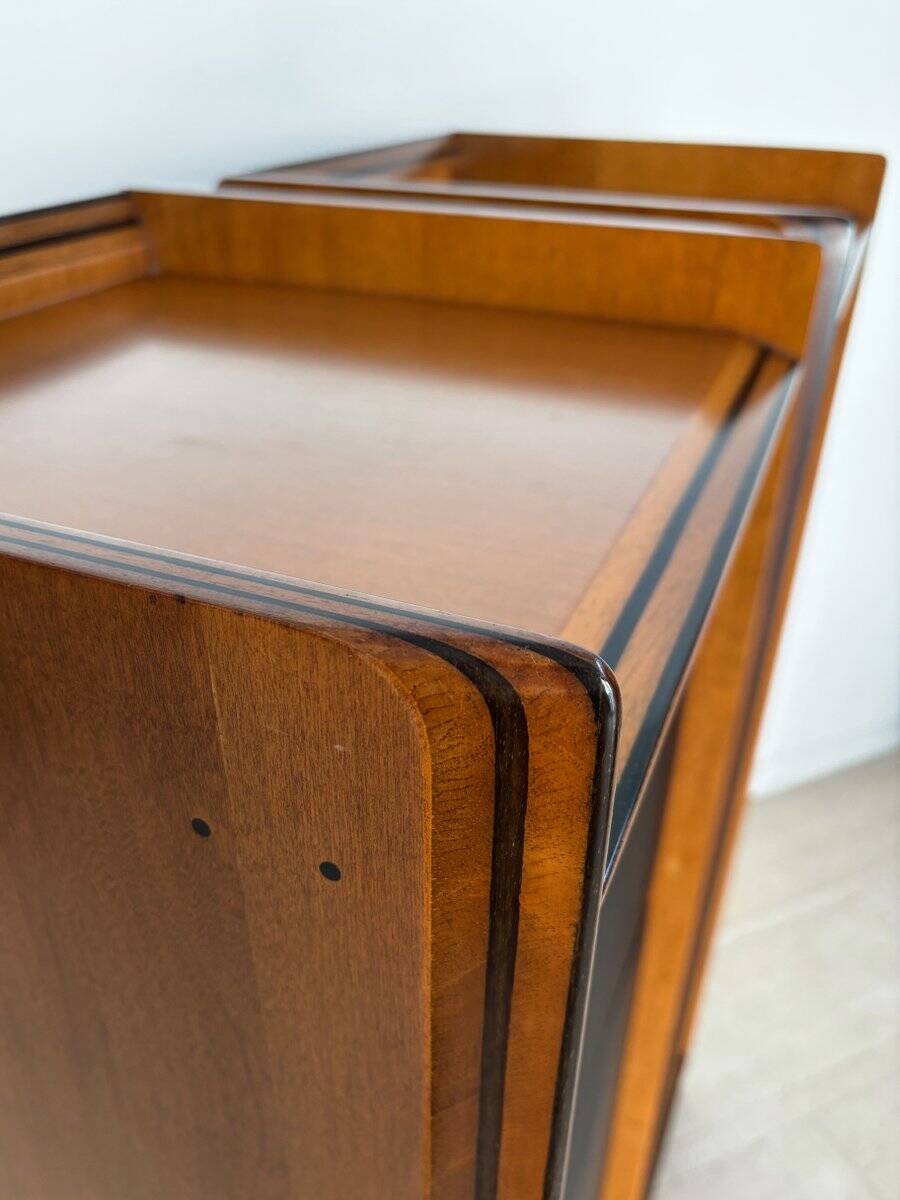 Vintage Container and Chest of Drawers Set in Wood and Leather by Afra & Tobia Scarpa for Maxalto, Italy, 1970s, Set of 2