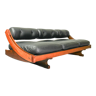 Rosewood Daybed Sofa GS 195 by Gianni Songia for Sormani in New Black Leather, 1960s