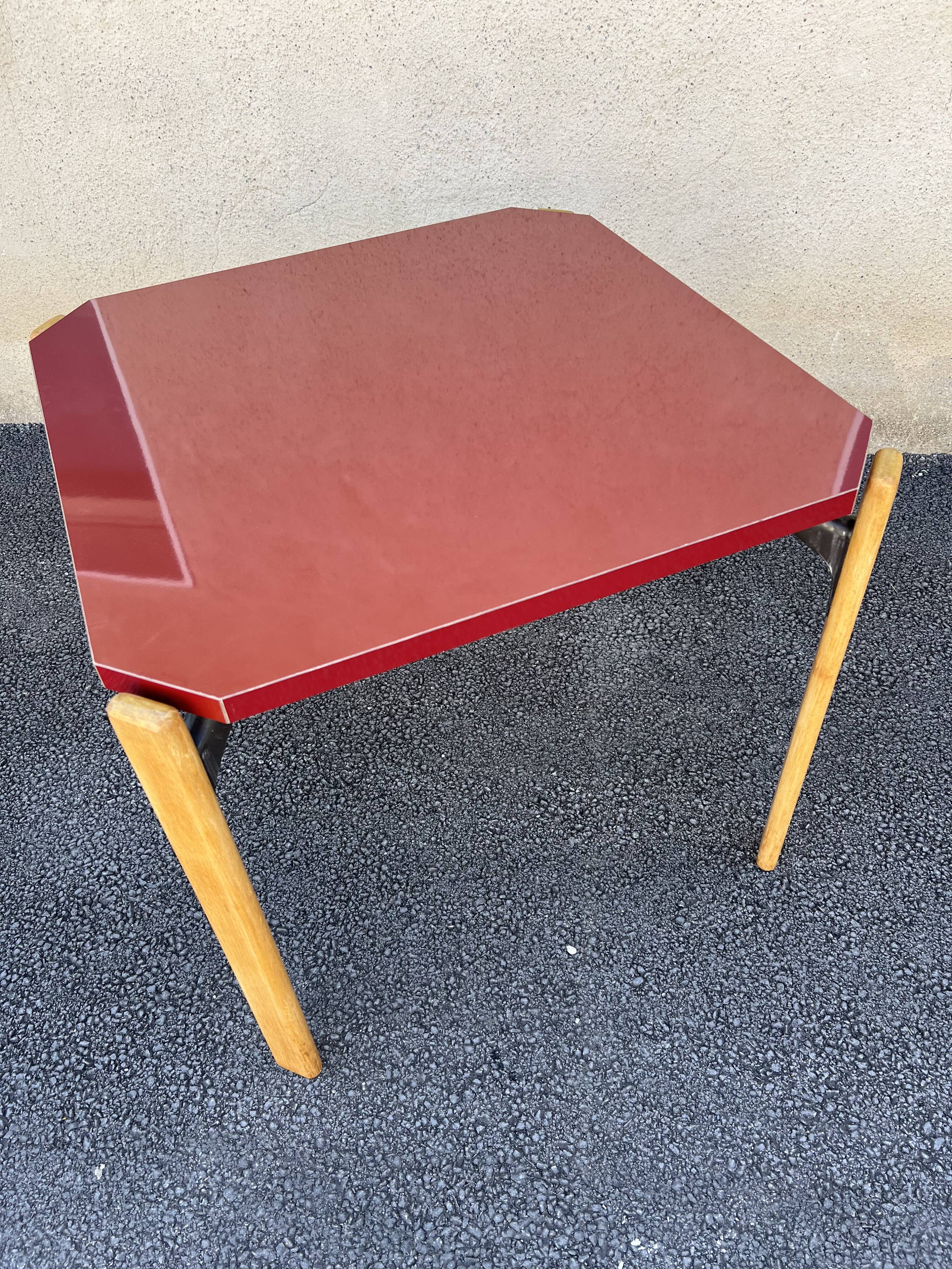 Bruno Rey table in red formica for Dietiker, 1970s