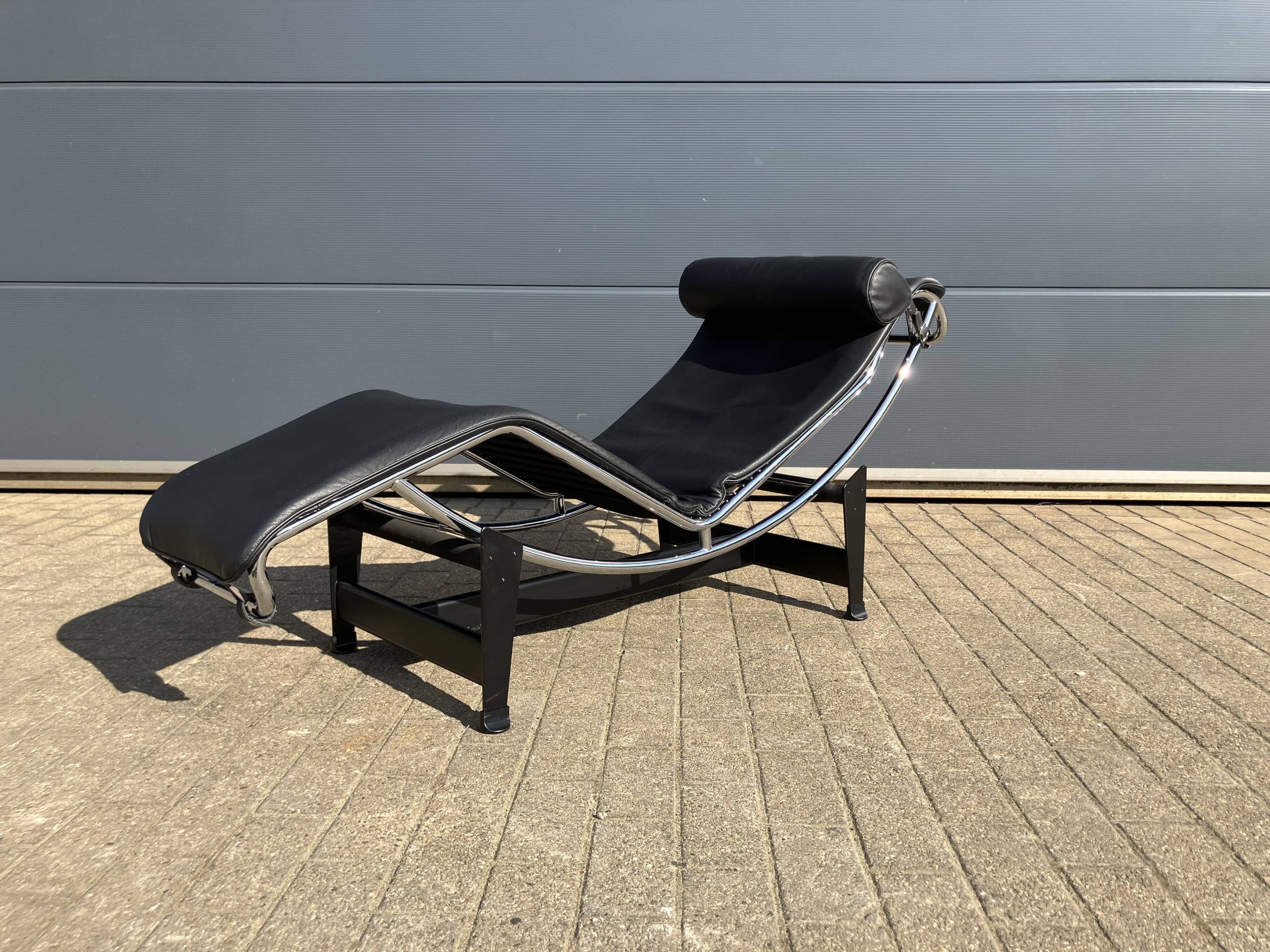 3x Original Cassina Le Corbusier Lc4 Black/chrome, New!