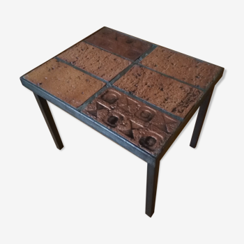 Table basse Vallauris acier et céramique 1950