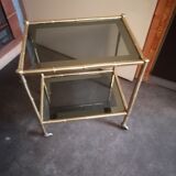 Desserte doree verre style bambou 1960