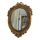 Antique oval mirror with gold leaf – Pediment with bow & floral motifs style