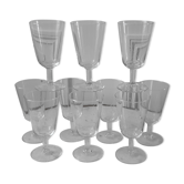 Lot de 10 verres à vin gravés années 50