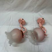 80s wall lights in pink opaline and pink painted iron