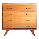 Commode pieds compas chêne blond 1950