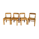 Set of 4 chairs solid oak Guillerme - Chambron - France 1970's