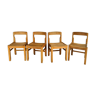 Set of 4 chairs solid oak Guillerme - Chambron - France 1970's