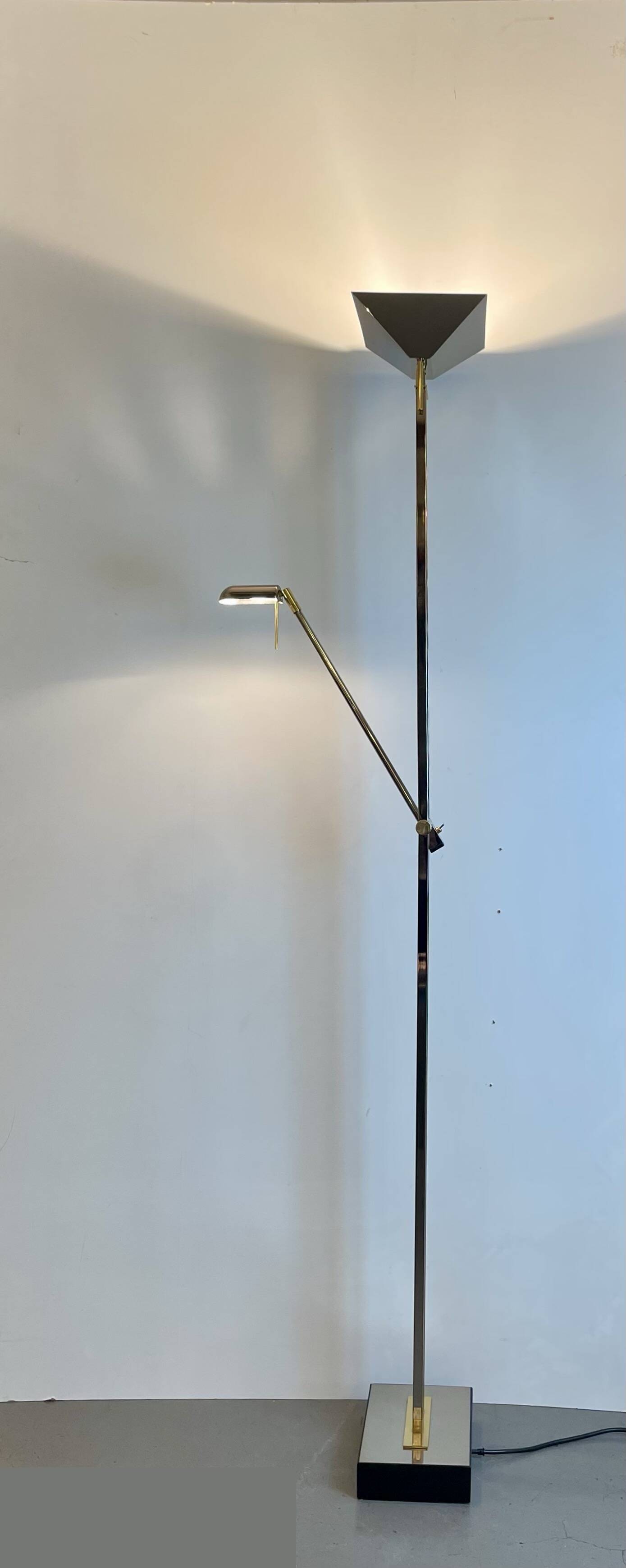 Chrome and brass floor lamp by Deknudt Belgium, 1980s