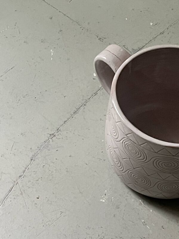 grand vase / cache pot en céramique émaillée signée Robert Picault, vallauris 1950