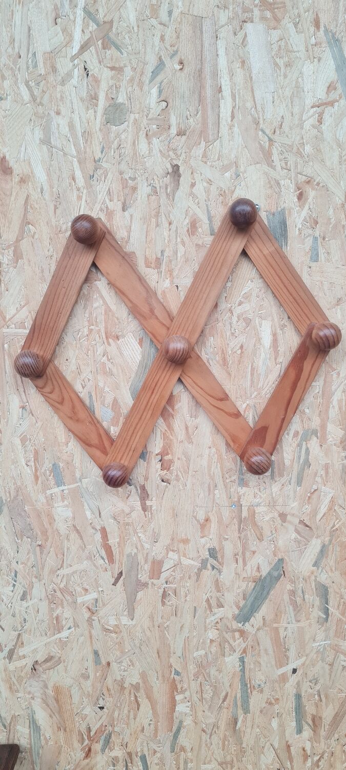 Porte manteau en bois accordéon 1970
