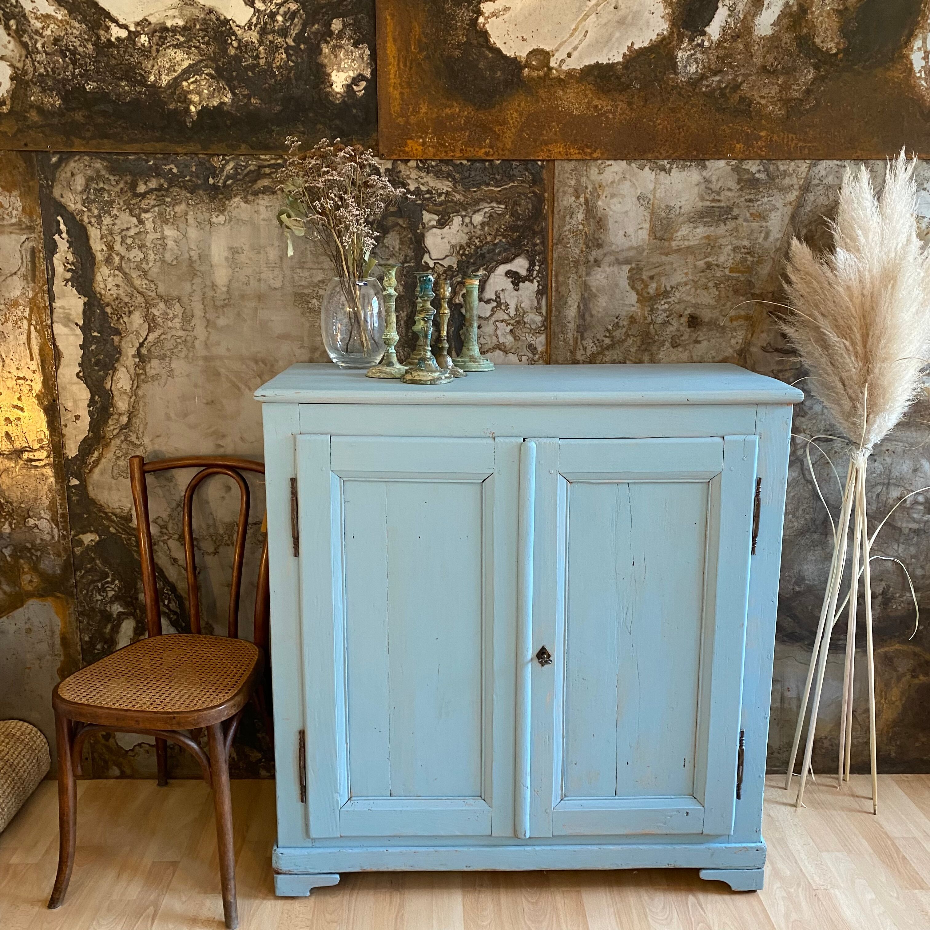 Antique buffet in its pretty bluish patina